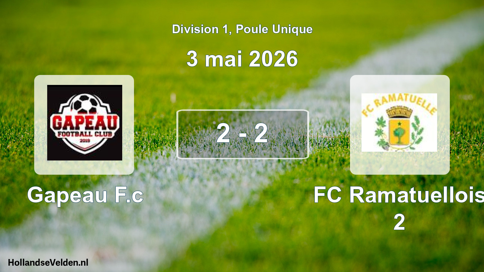 Total number of matches played: Gapeau F.c - FC Ramatuellois 2 2 - 2 (3 May 2026)