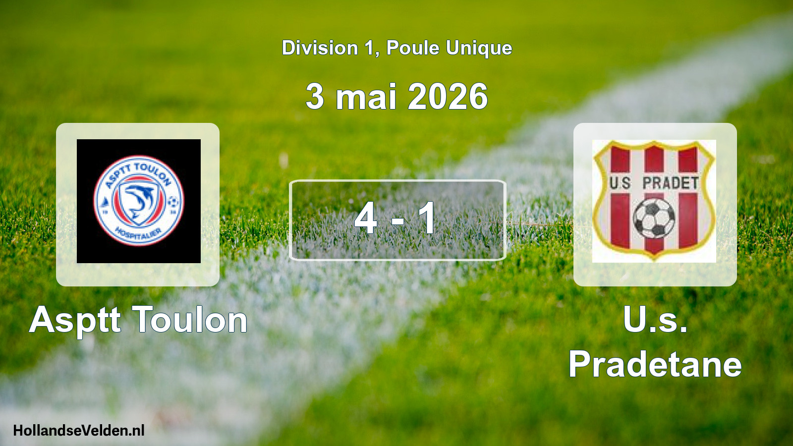 Match joué: Asptt Toulon - U.s. Pradetane 4 - 1 (3 mai 2026)