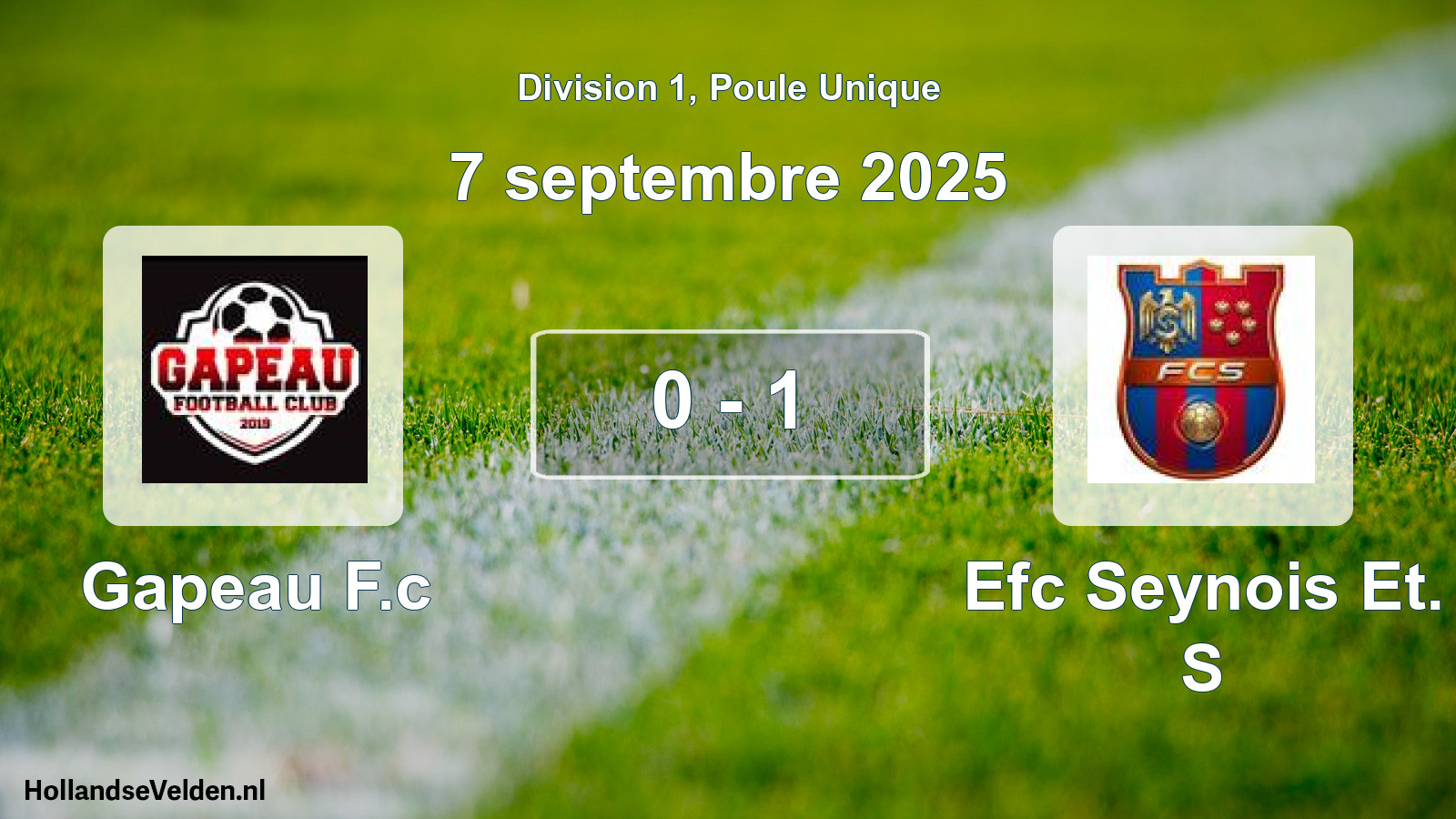 Match joué: Gapeau F.c - Efc Seynois Et. S 0 - 1 (7 septembre 2025)