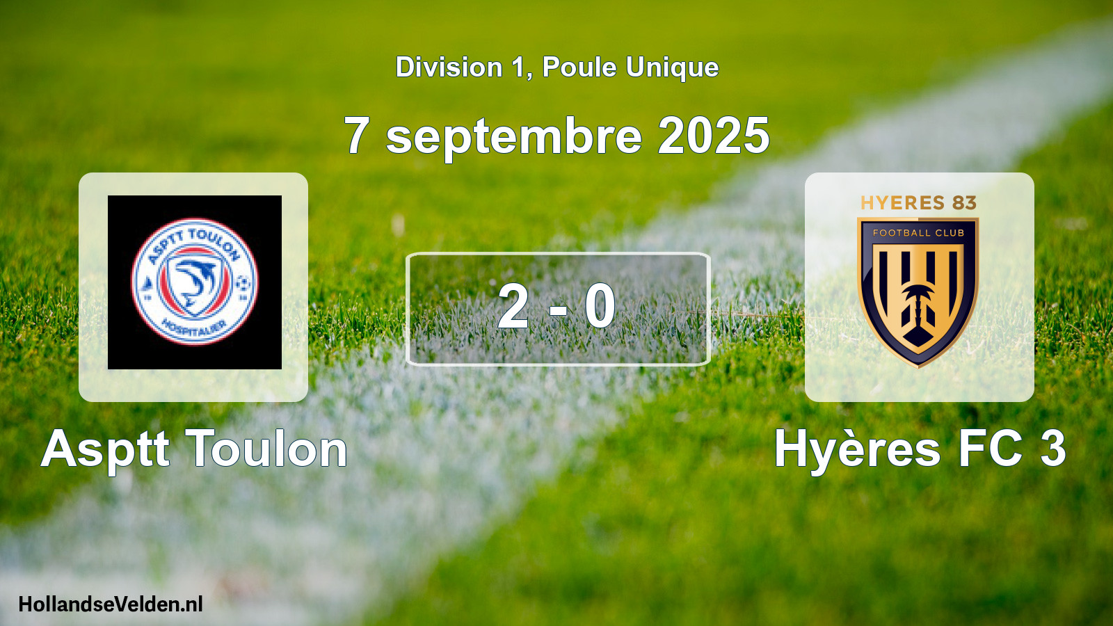 Match joué: Asptt Toulon - Hyères FC 3 2 - 0 (7 septembre 2025)