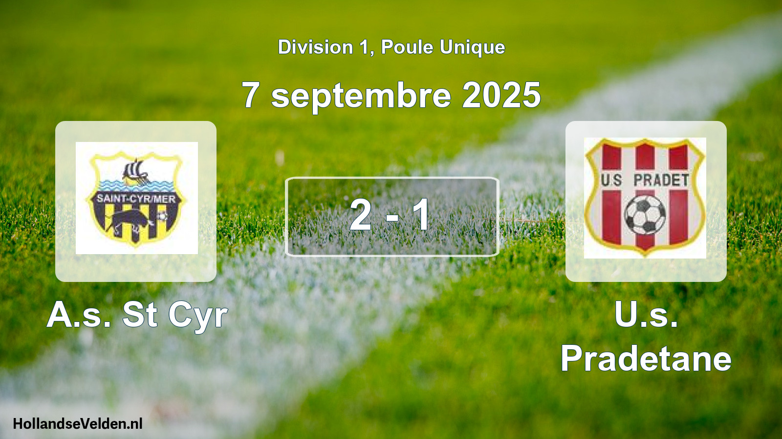 Match joué: A.s. St Cyr - U.s. Pradetane 2 - 1 (7 septembre 2025)