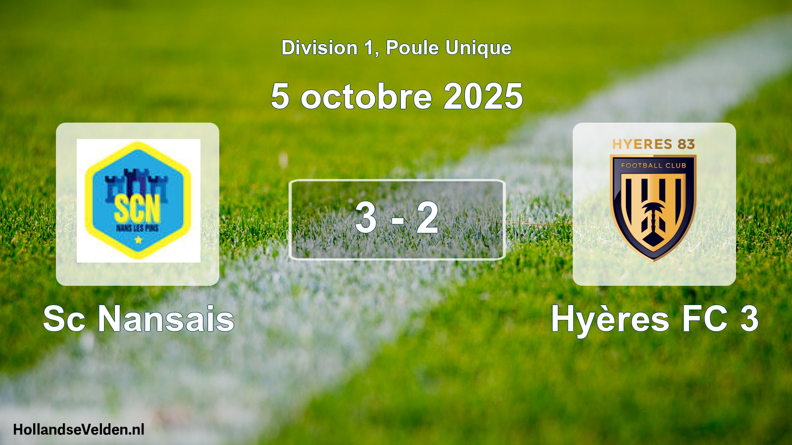 Match joué: Sc Nansais - Hyères FC 3 3 - 2 (5 octobre 2025)