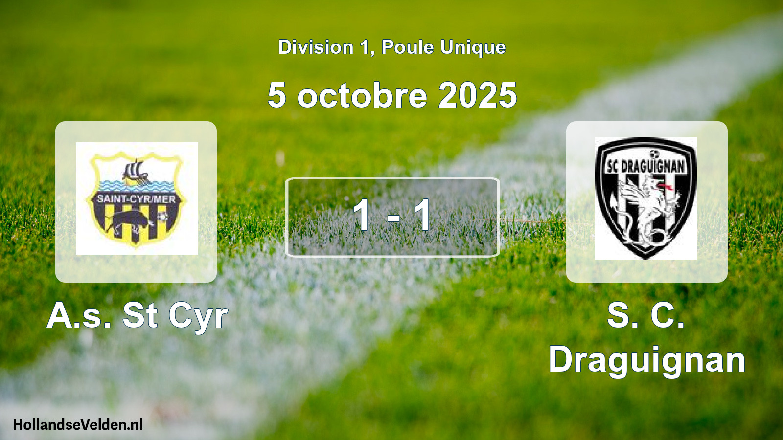 Match joué: A.s. St Cyr - S. C. Draguignan 1 - 1 (5 octobre 2025)