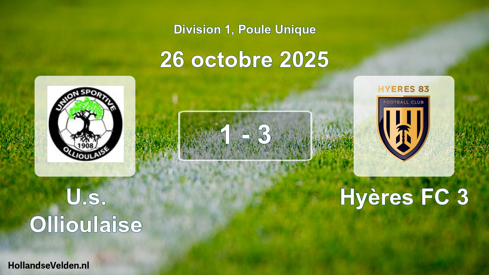Total number of matches played: U.s. Ollioulaise - Hyères FC 3 1 - 3 (26 October 2025)