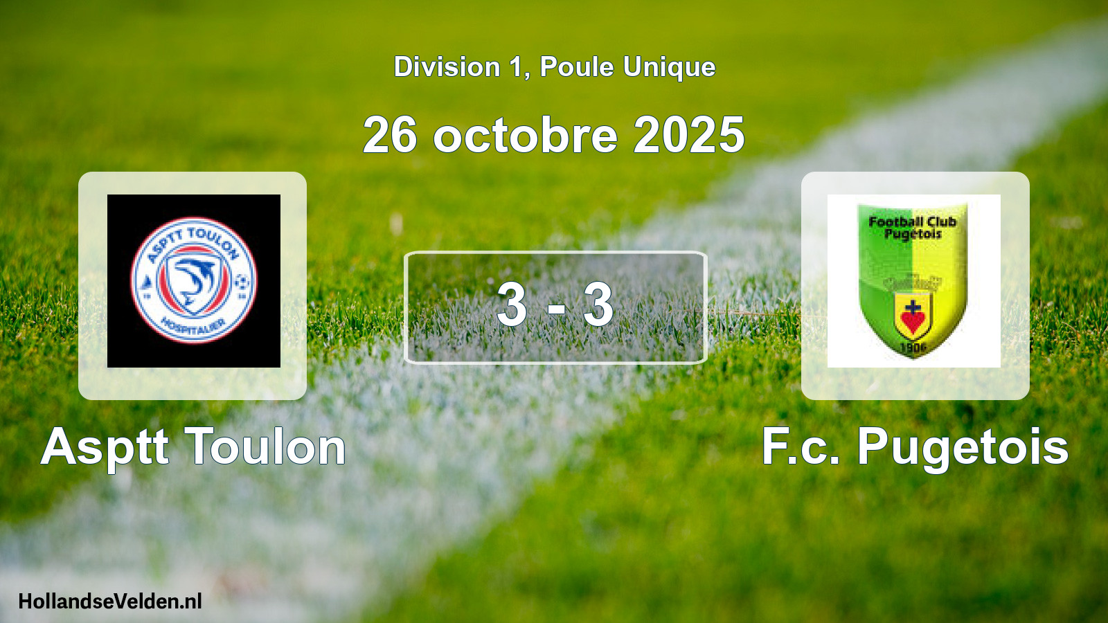 Total number of matches played: Asptt Toulon - F.c. Pugetois 3 - 3 (26 October 2025)