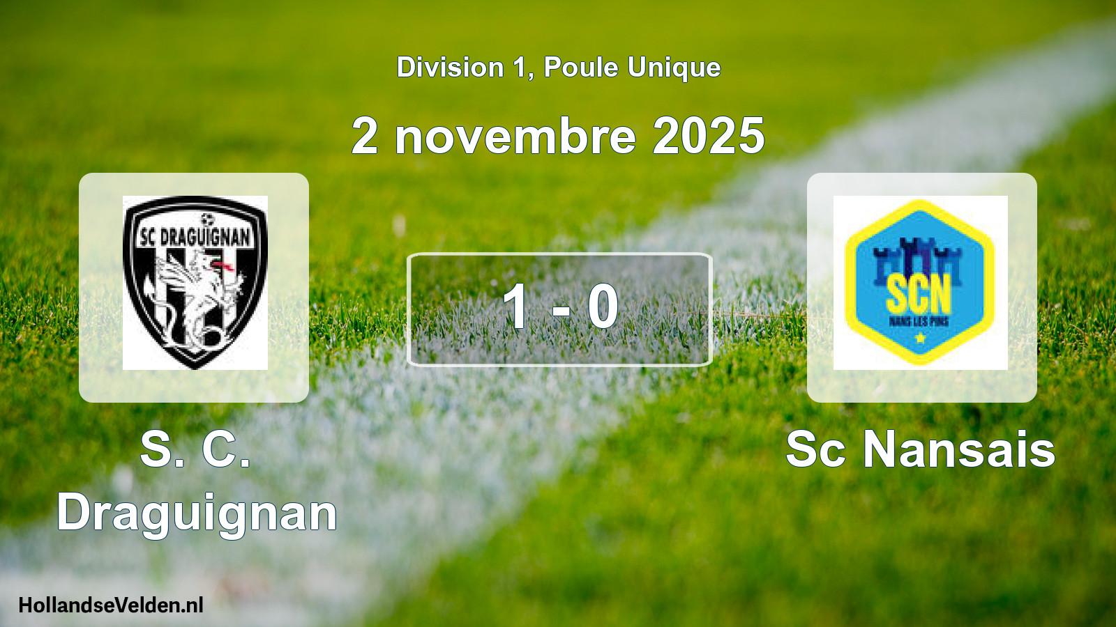 Match joué: S. C. Draguignan - Sc Nansais 1 - 0 (2 novembre 2025)