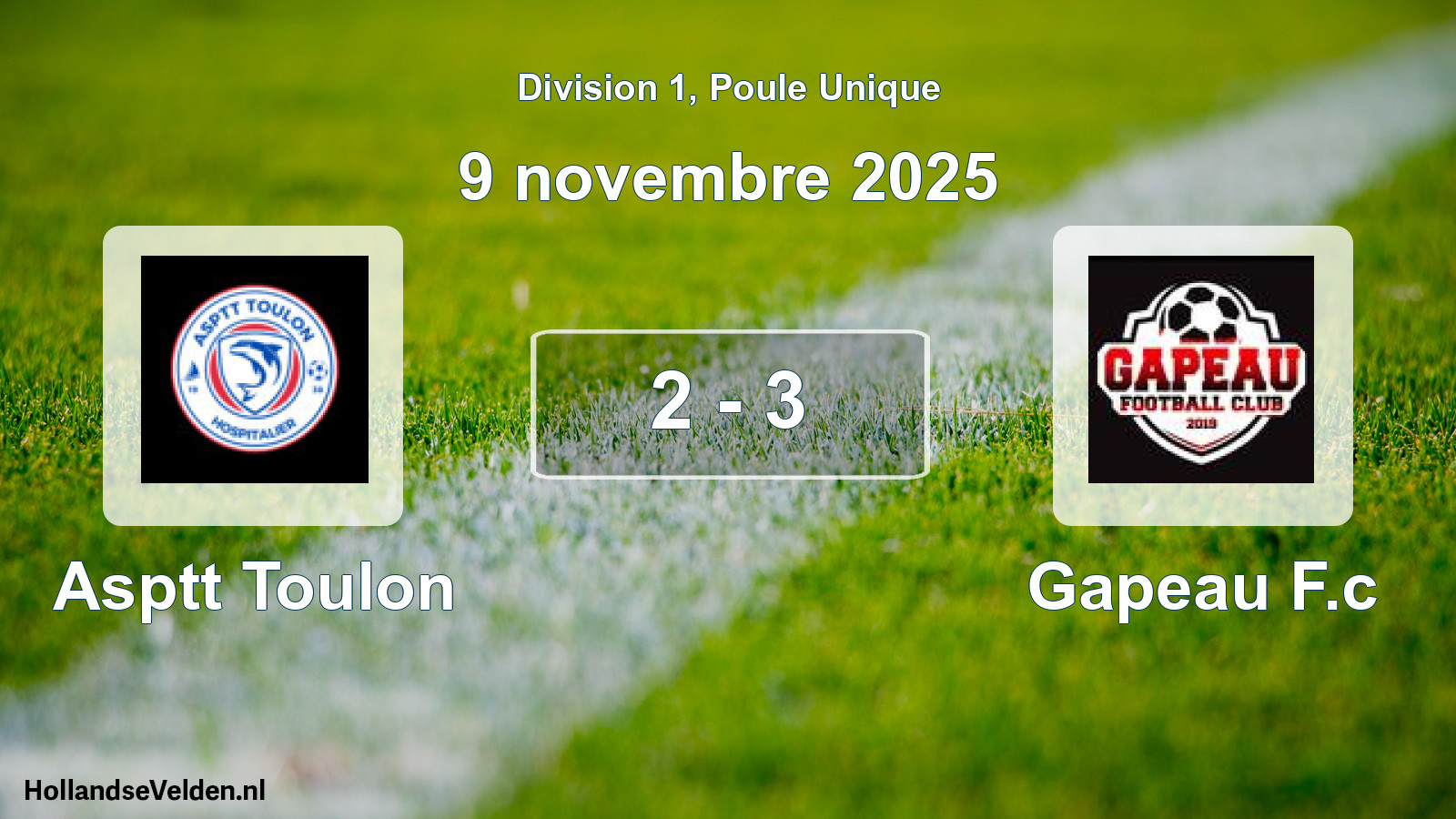 Match joué: Asptt Toulon - Gapeau F.c 2 - 3 (9 novembre 2025)