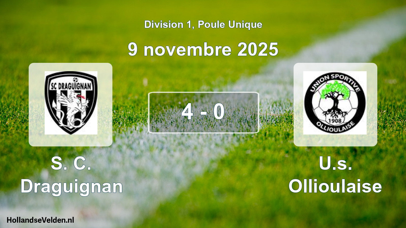 Total number of matches played: S. C. Draguignan - U.s. Ollioulaise 4 - 0 (9 November 2025)