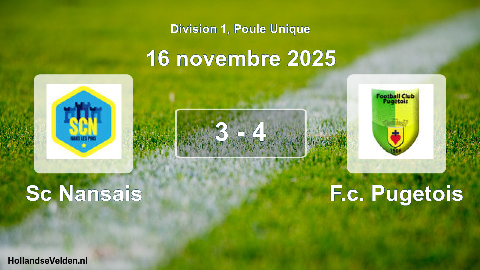 Total number of matches played: Sc Nansais - F.c. Pugetois 3 - 4 (16 November 2025)