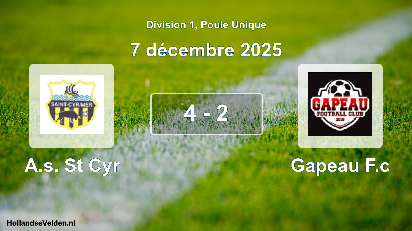 Match joué: A.s. St Cyr - Gapeau F.c 4 - 2 (7 décembre 2025)