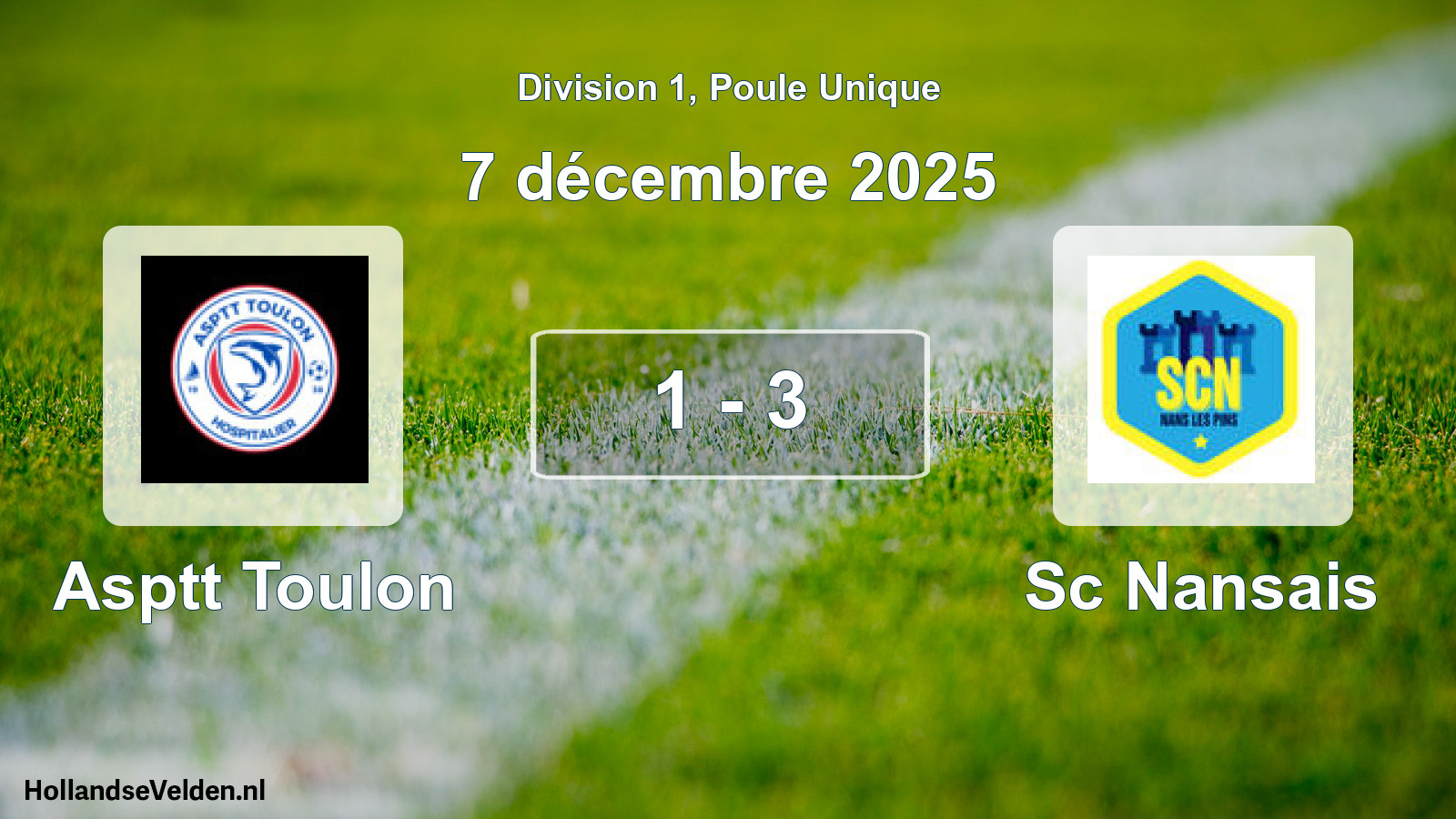 Total number of matches played: Asptt Toulon - Sc Nansais 1 - 3 (7 December 2025)