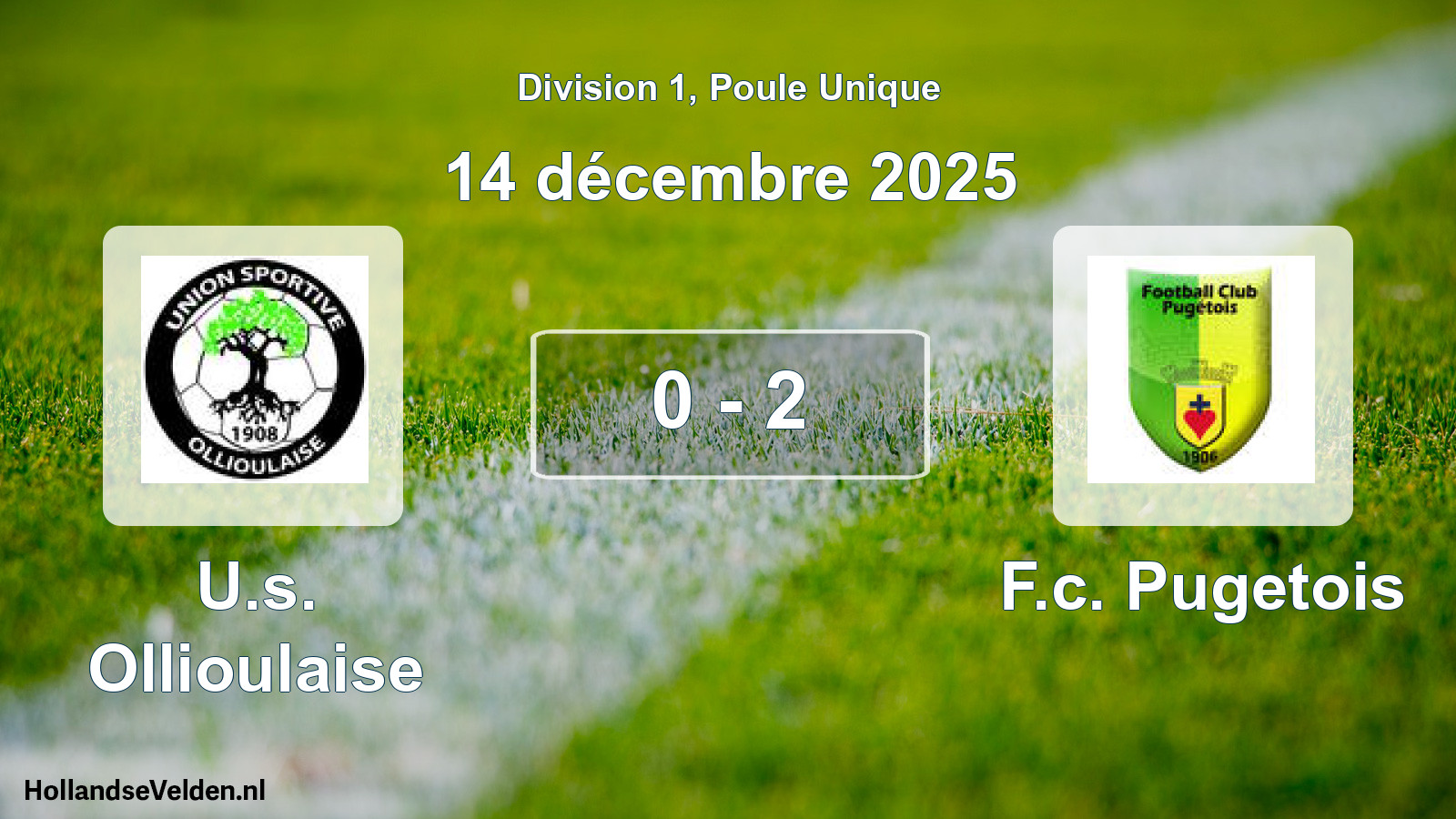 Match joué: U.s. Ollioulaise - F.c. Pugetois 0 - 2 (14 décembre 2025)