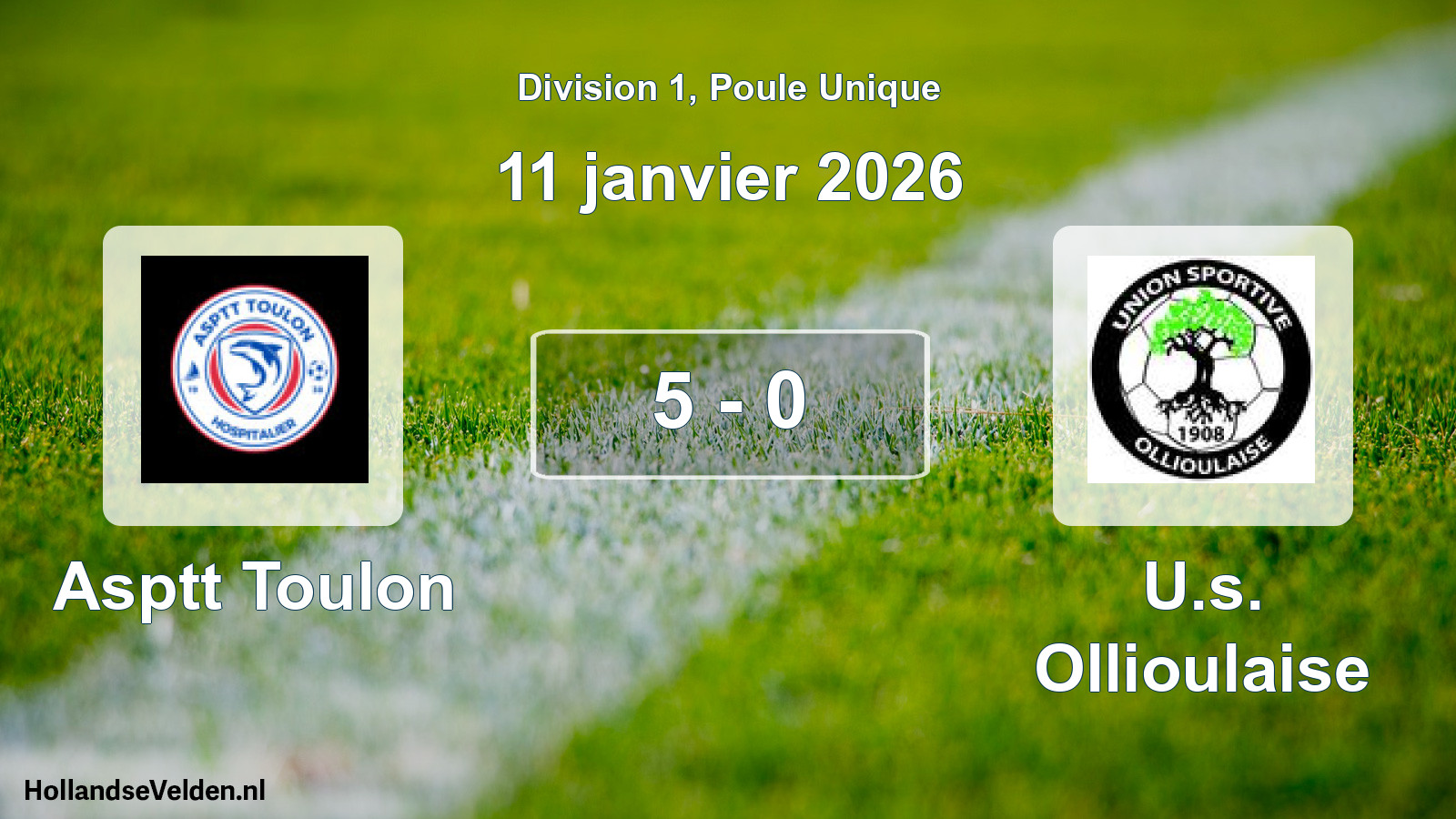 Total number of matches played: Asptt Toulon - U.s. Ollioulaise 5 - 0 (11 January 2026)
