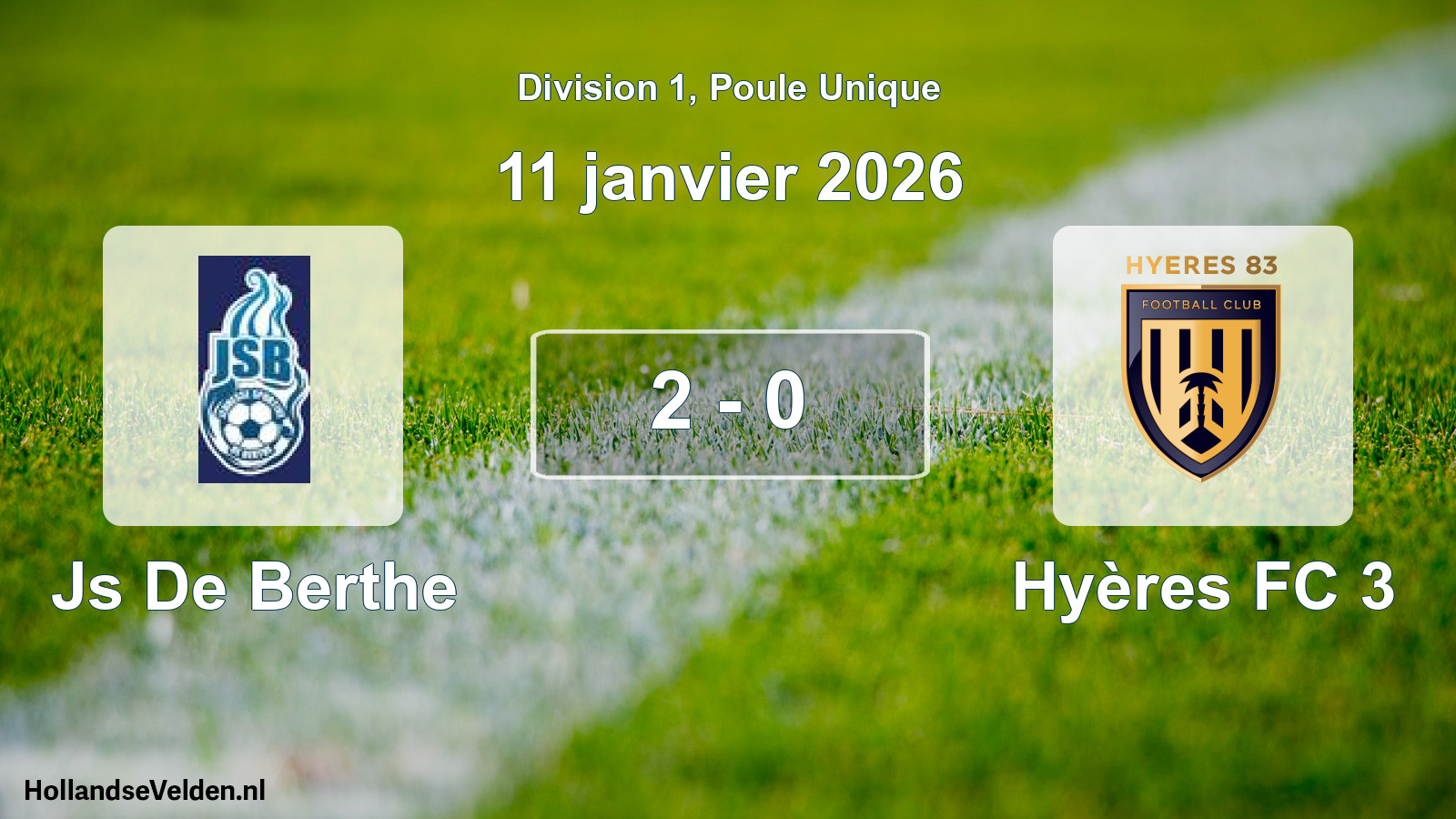 Total number of matches played: Js De Berthe - Hyères FC 3 2 - 0 (11 January 2026)