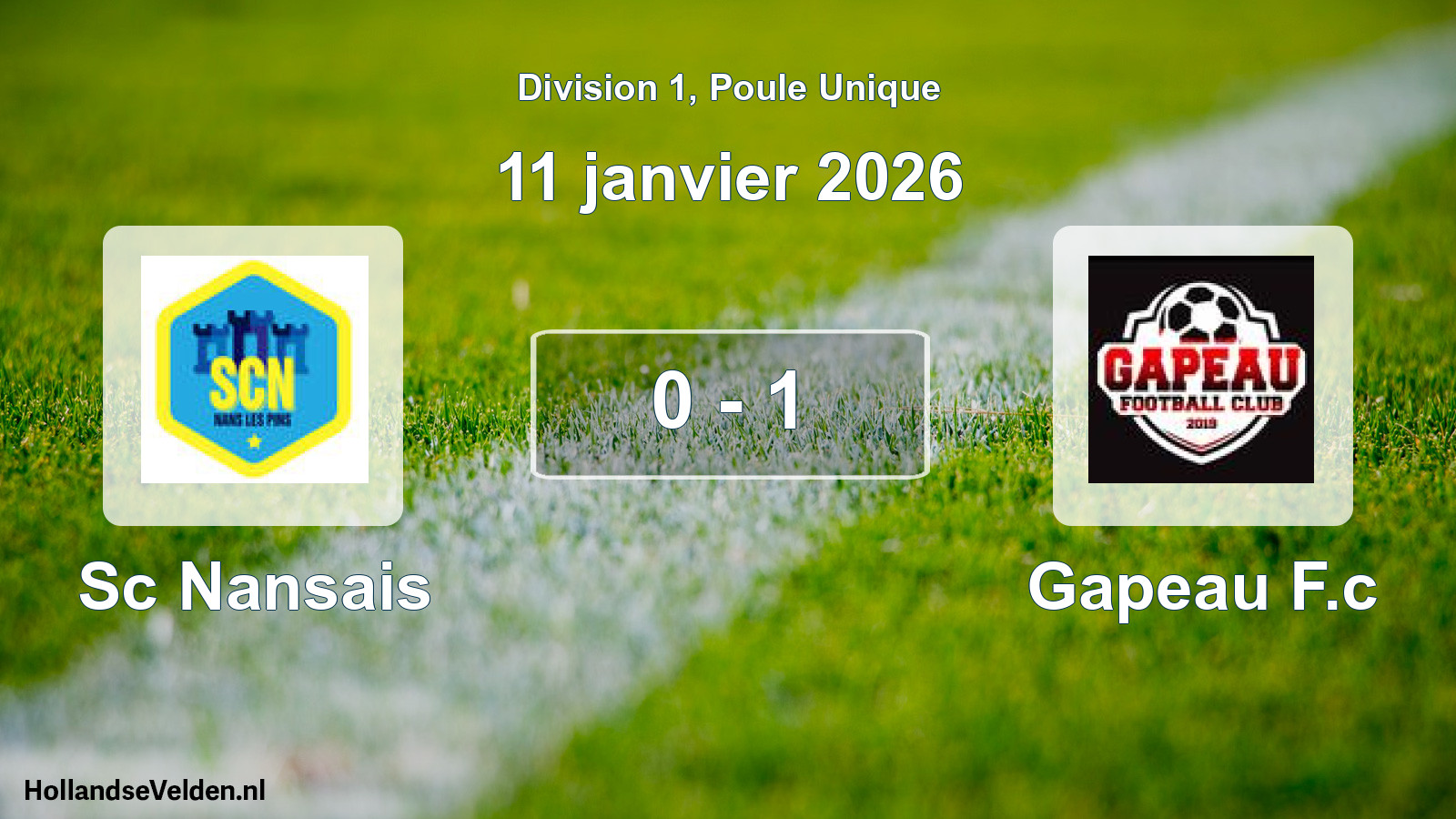 Match joué: Sc Nansais - Gapeau F.c 0 - 1 (11 janvier 2026)