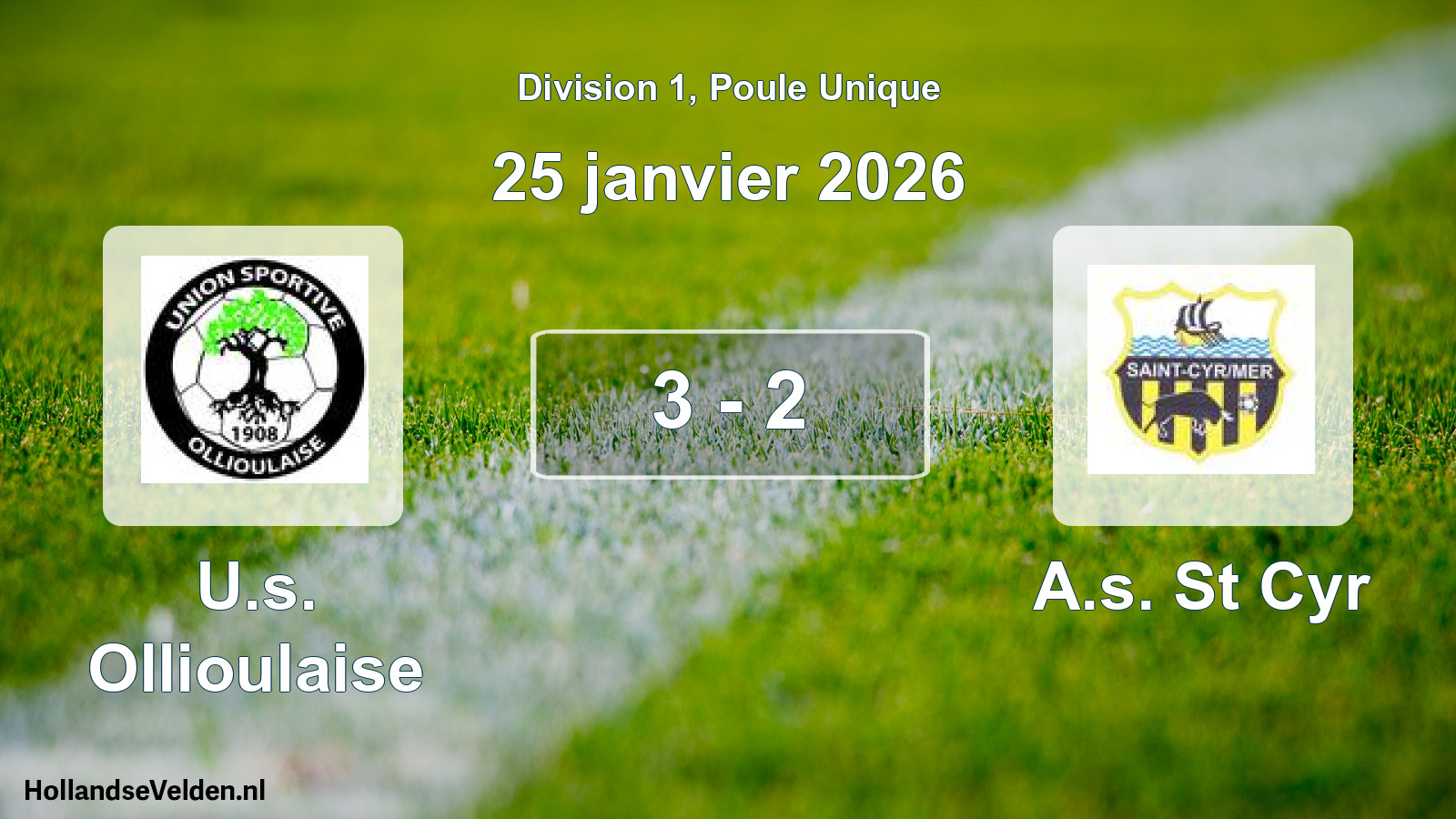 Total number of matches played: U.s. Ollioulaise - A.s. St Cyr 3 - 2 (25 January 2026)