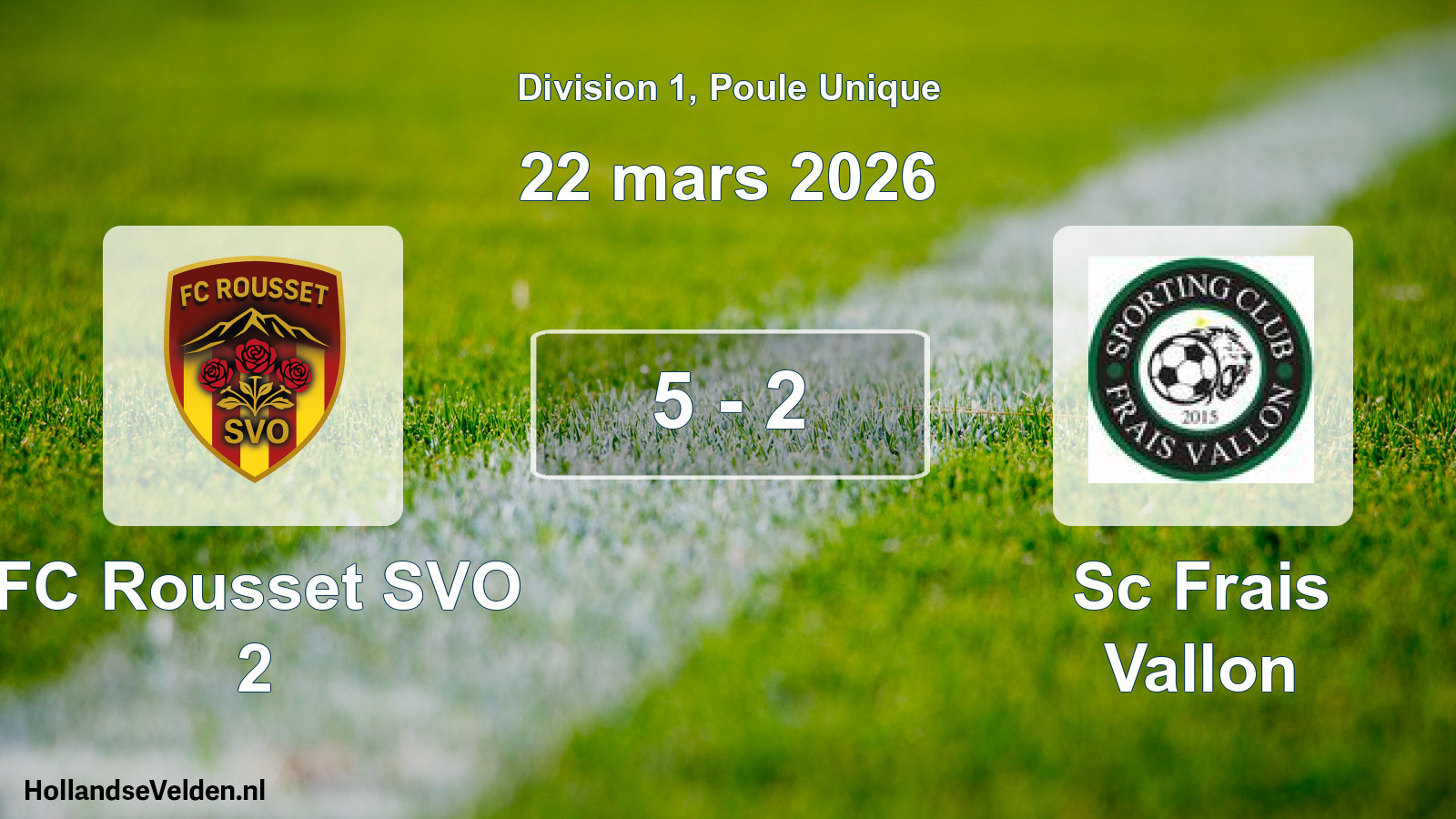 Total number of matches played: FC Rousset SVO 2 - Sc Frais Vallon 5 - 2 (22 March 2026)