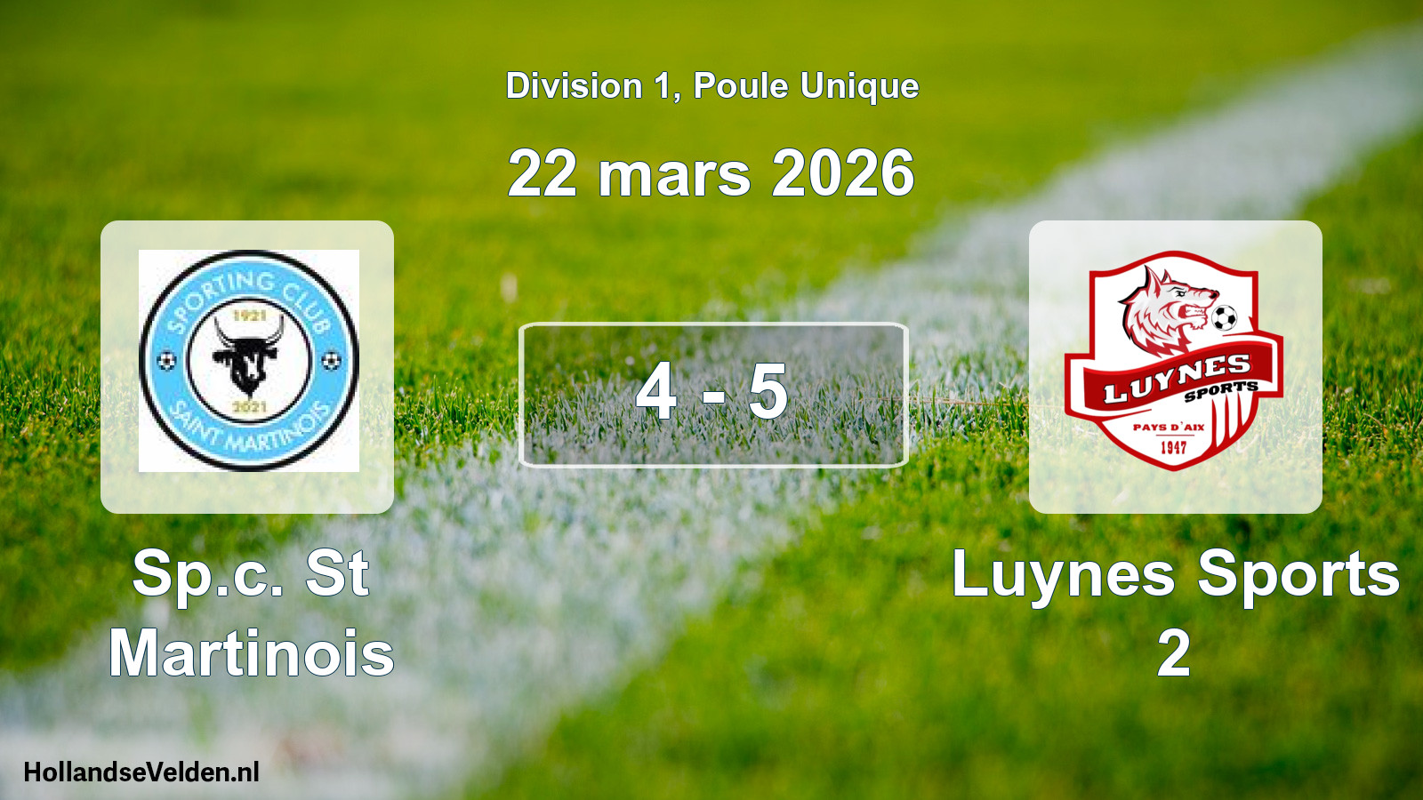 Match joué: Sp.c. St Martinois - Luynes Sports 2 4 - 5 (22 mars 2026)