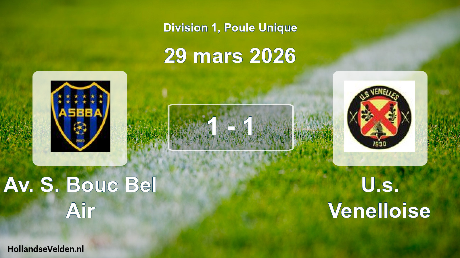 Match joué: Av. S. Bouc Bel Air - U.s. Venelloise 1 - 1 (29 mars 2026)