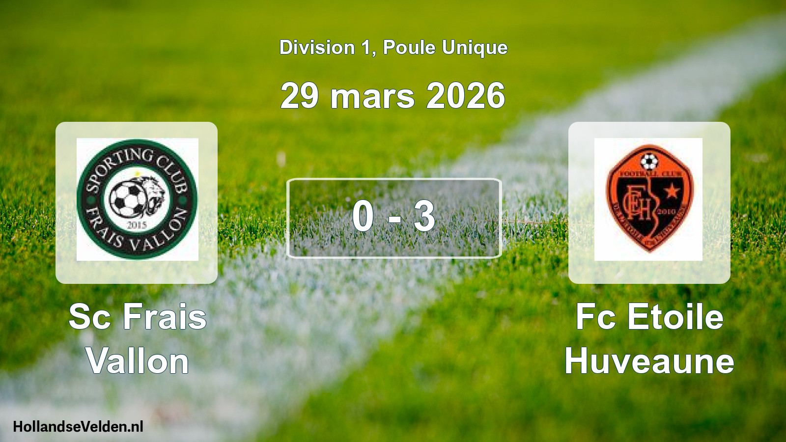 Match joué: Sc Frais Vallon - Fc Etoile Huveaune 0 - 3 (29 mars 2026)
