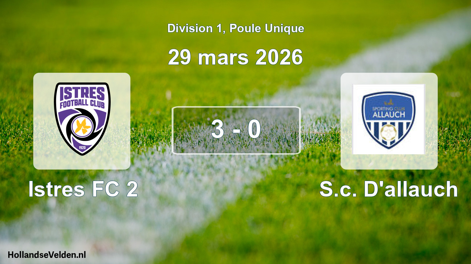 Match joué: Istres FC 2 - S.c. D'allauch 3 - 0 (29 mars 2026)