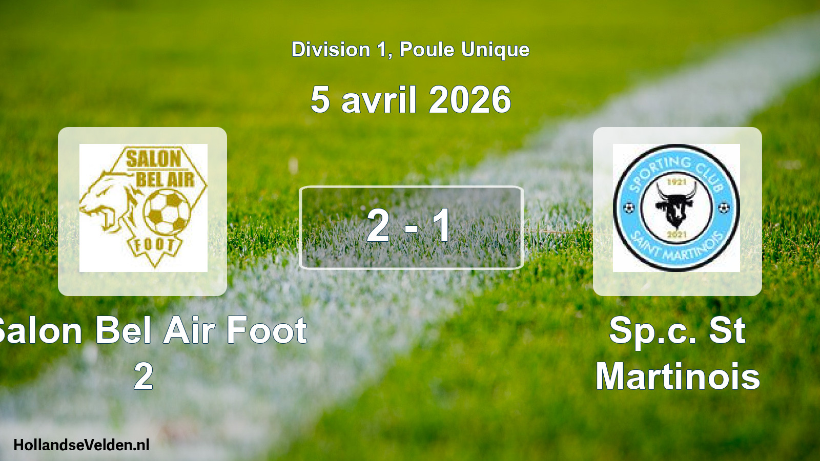 Match joué: Salon Bel Air Foot 2 - Sp.c. St Martinois 2 - 1 (5 avril 2026)