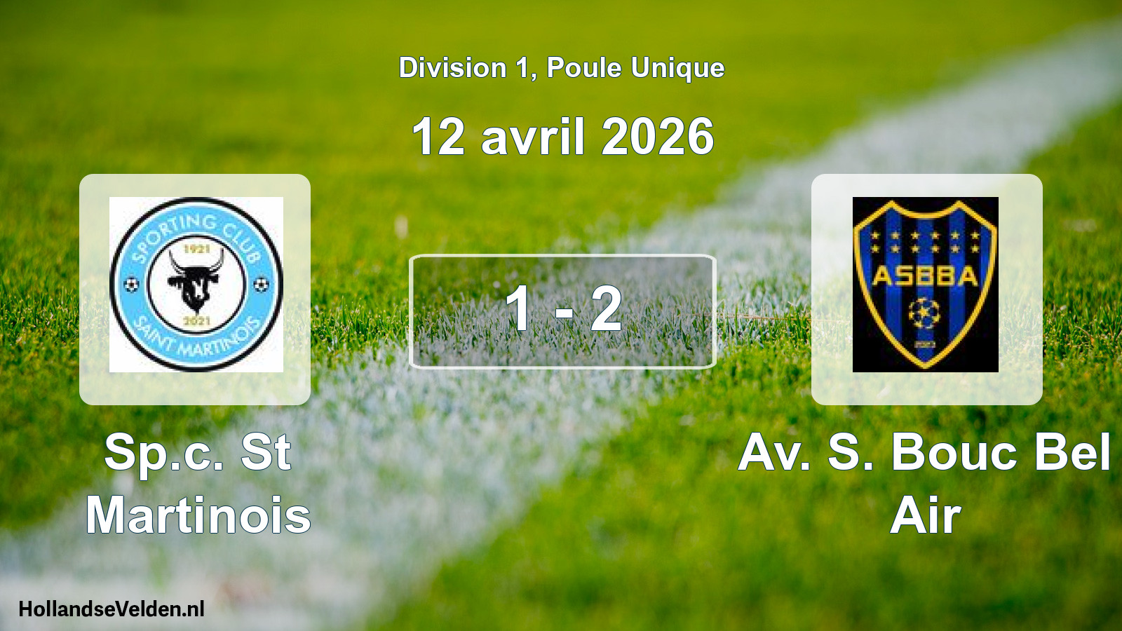 Match joué: Sp.c. St Martinois - Av. S. Bouc Bel Air 1 - 2 (12 avril 2026)