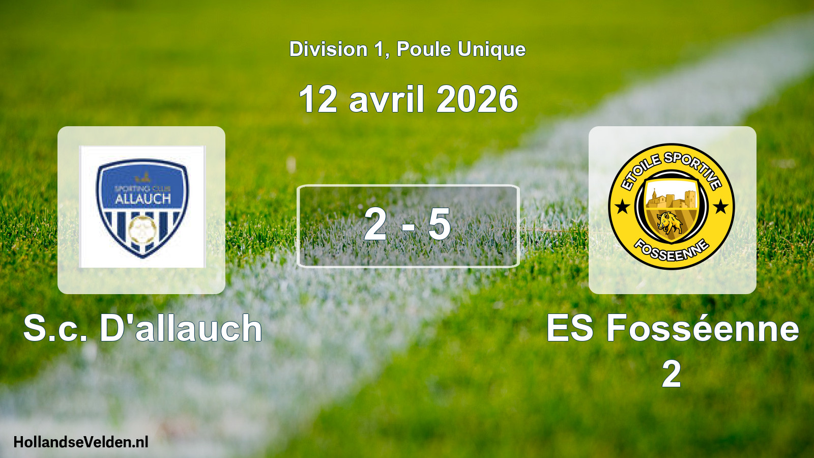 Match joué: S.c. D'allauch - ES Fosséenne 2 2 - 5 (12 avril 2026)