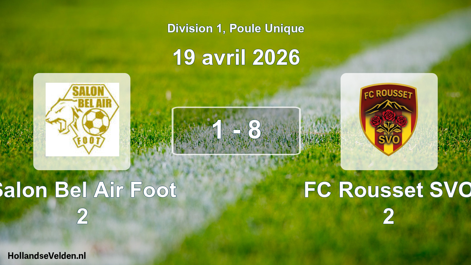 Total number of matches played: Salon Bel Air Foot 2 - FC Rousset SVO 2 1 - 8 (19 April 2026)