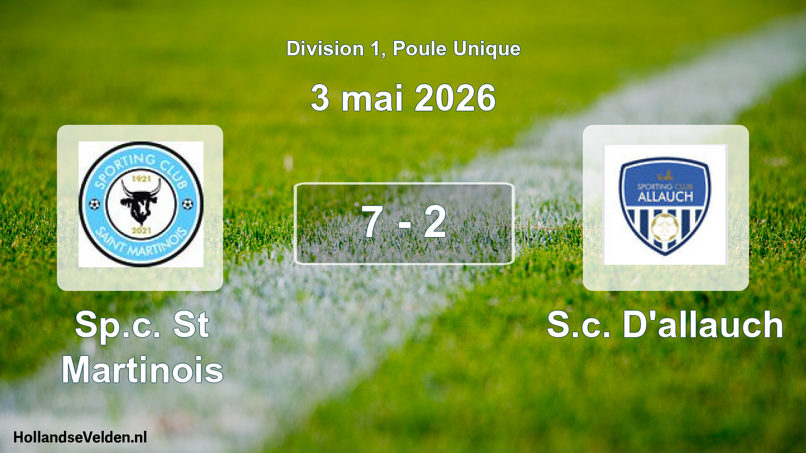 Total number of matches played: Sp.c. St Martinois - S.c. D'allauch 7 - 2 (3 May 2026)