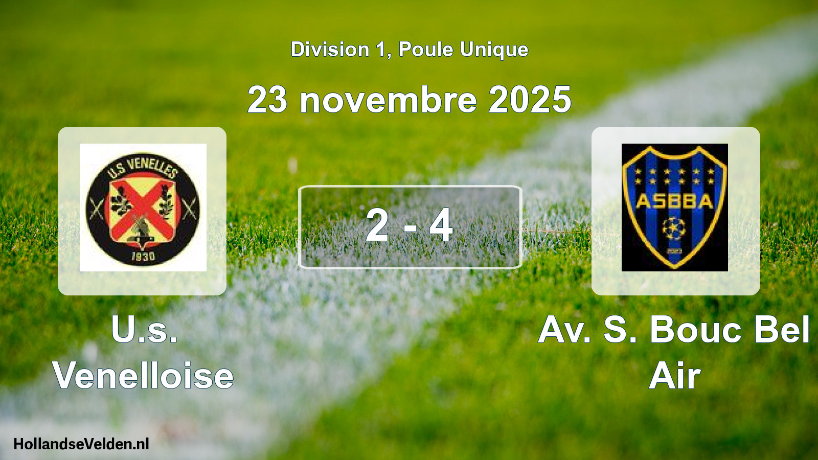 Match joué: U.s. Venelloise - Av. S. Bouc Bel Air 2 - 4 (23 novembre 2025)