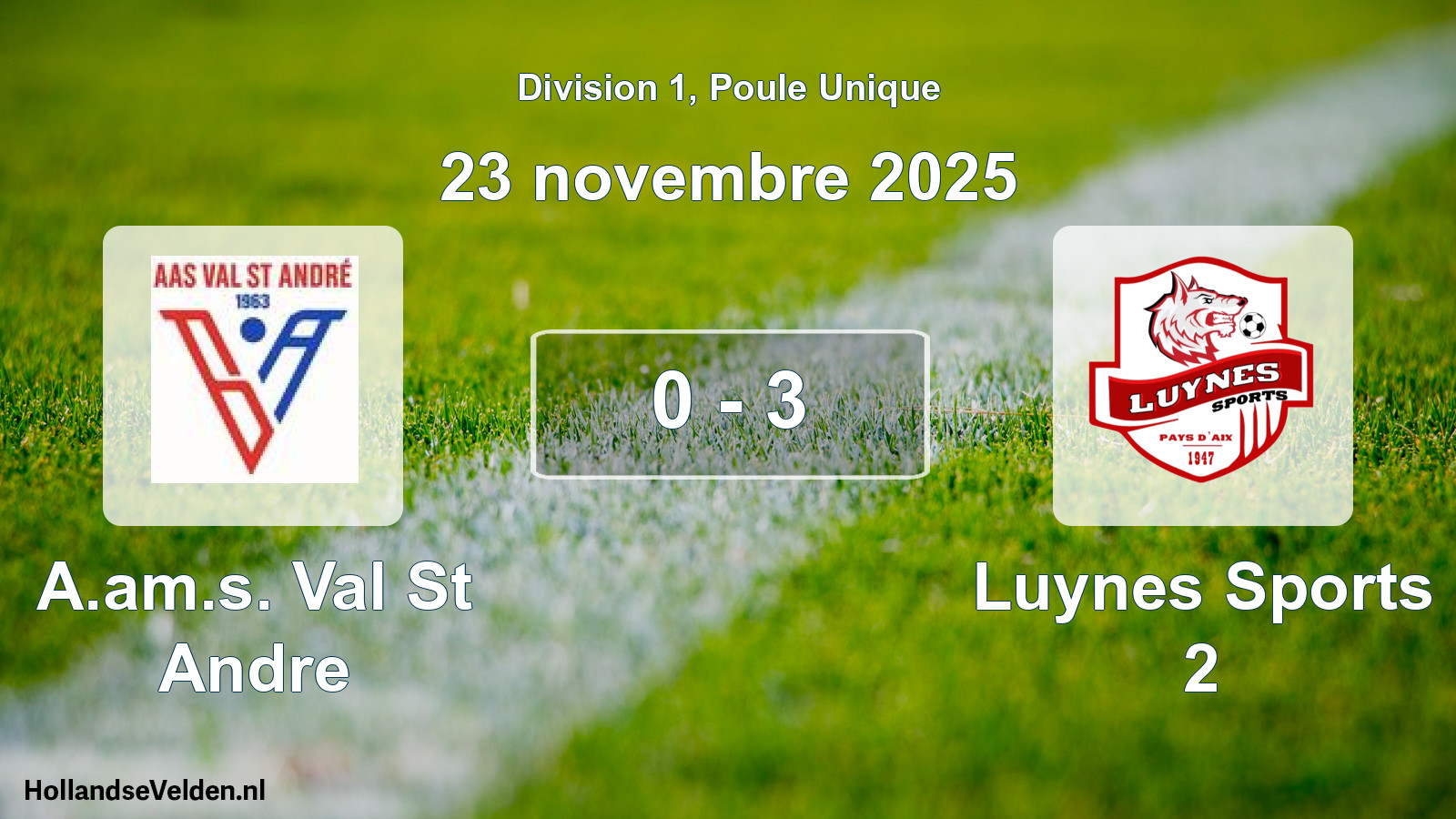 Total number of matches played: A.am.s. Val St Andre - Luynes Sports 2 0 - 3 (23 November 2025)