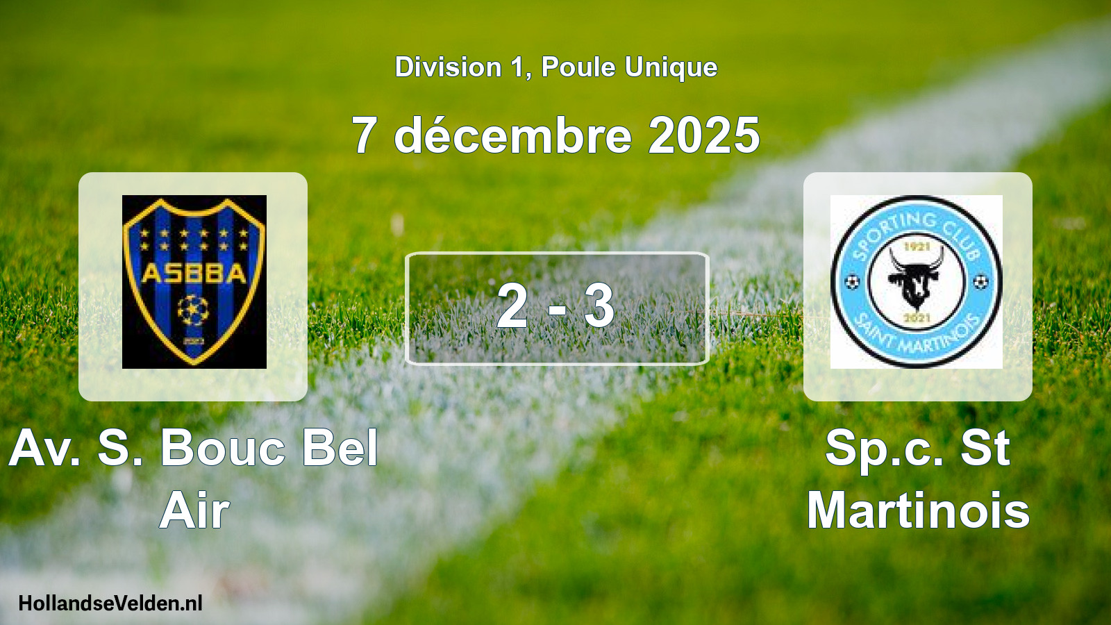 Match joué: Av. S. Bouc Bel Air - Sp.c. St Martinois 2 - 3 (7 décembre 2025)