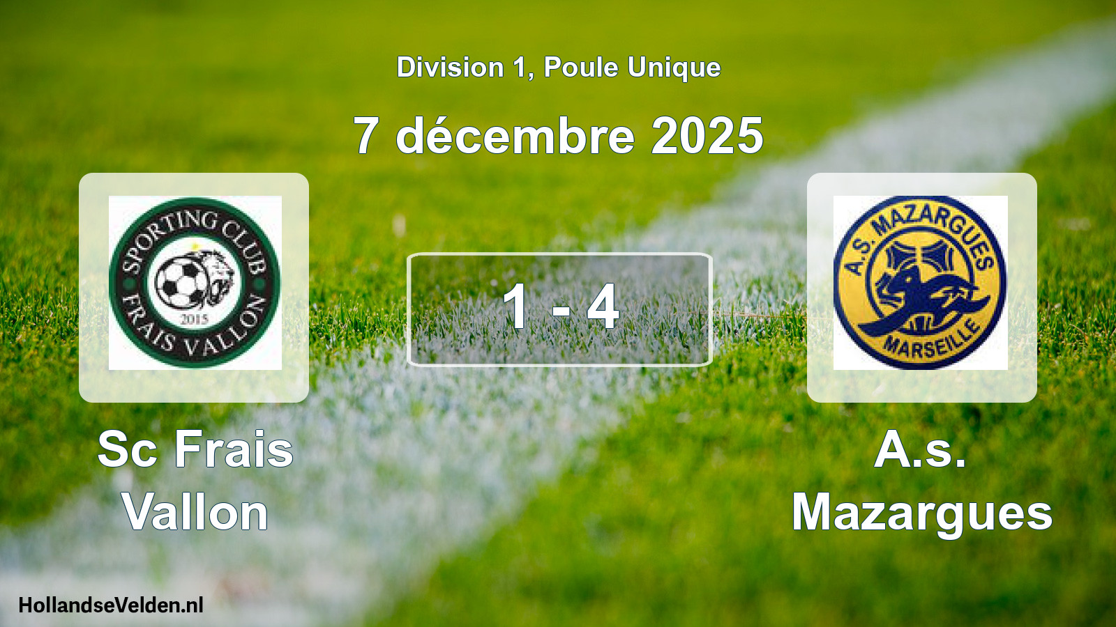 Match joué: Sc Frais Vallon - A.s. Mazargues 1 - 4 (7 décembre 2025)