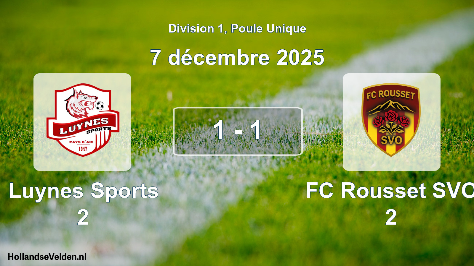 Match joué: Luynes Sports 2 - FC Rousset SVO 2 1 - 1 (7 décembre 2025)