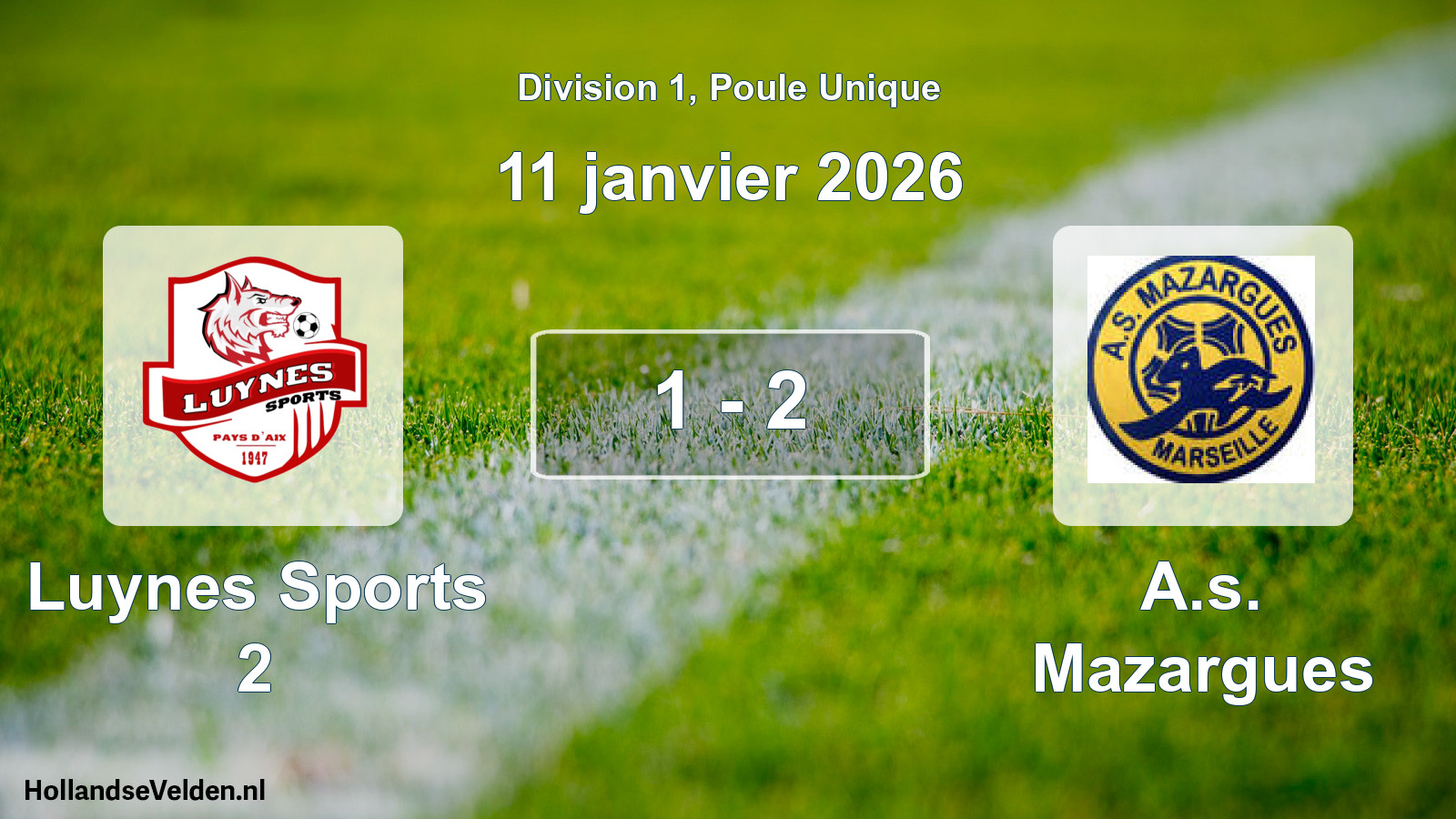 Match joué: Luynes Sports 2 - A.s. Mazargues 1 - 2 (11 janvier 2026)
