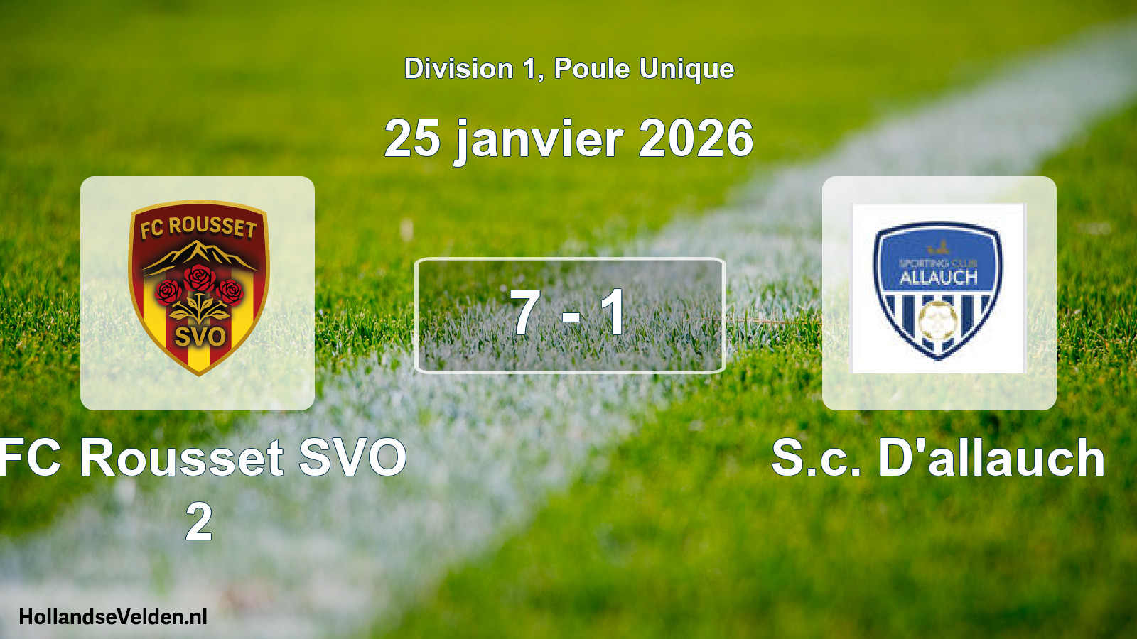 Match joué: FC Rousset SVO 2 - S.c. D'allauch 7 - 1 (25 janvier 2026)