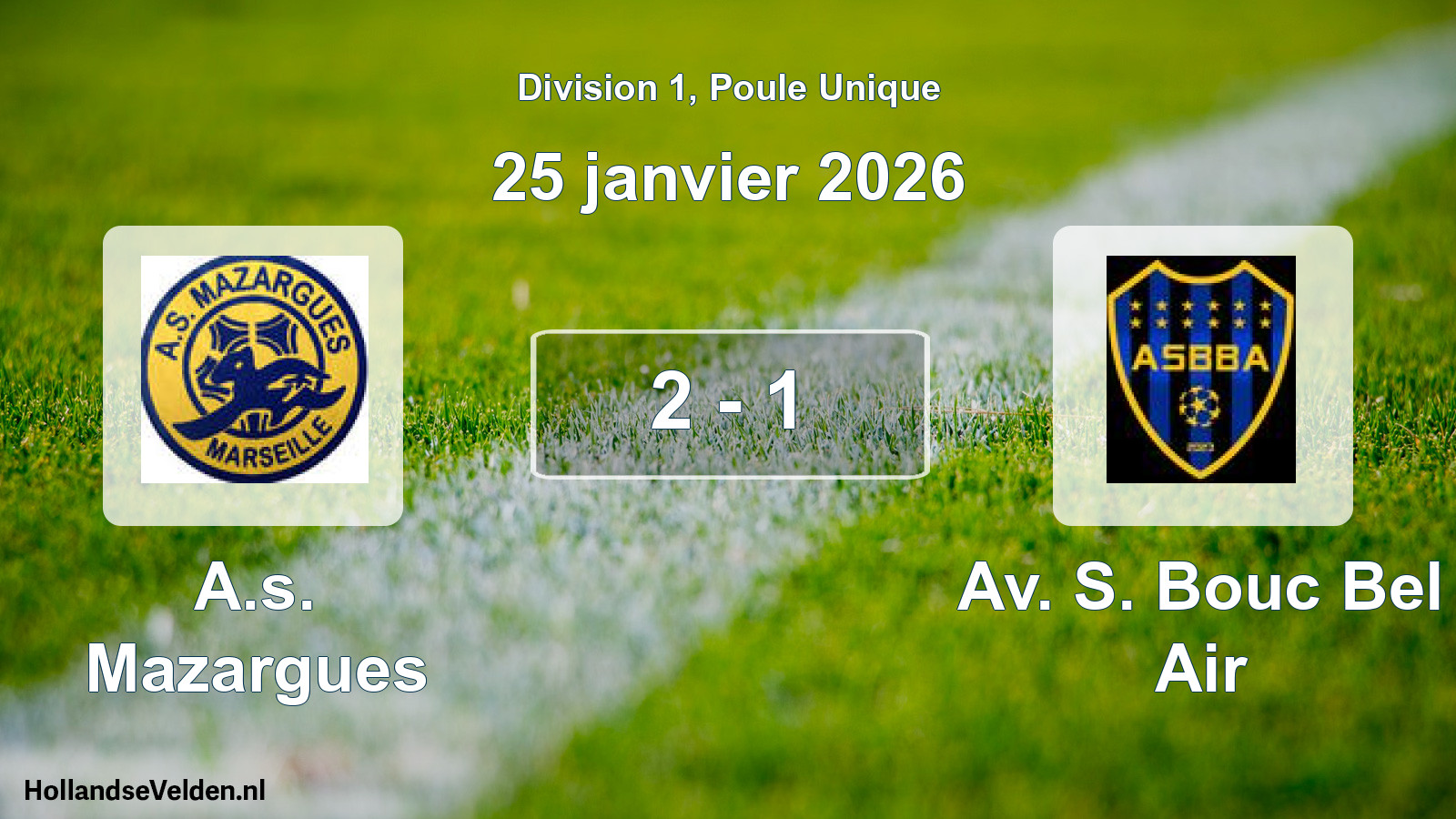 Match joué: A.s. Mazargues - Av. S. Bouc Bel Air 2 - 1 (25 janvier 2026)