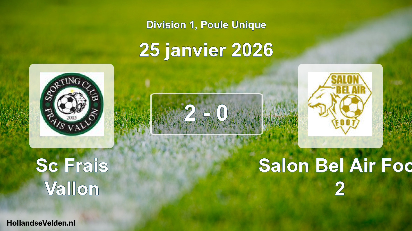 Total number of matches played: Sc Frais Vallon - Salon Bel Air Foot 2 2 - 0 (25 January 2026)