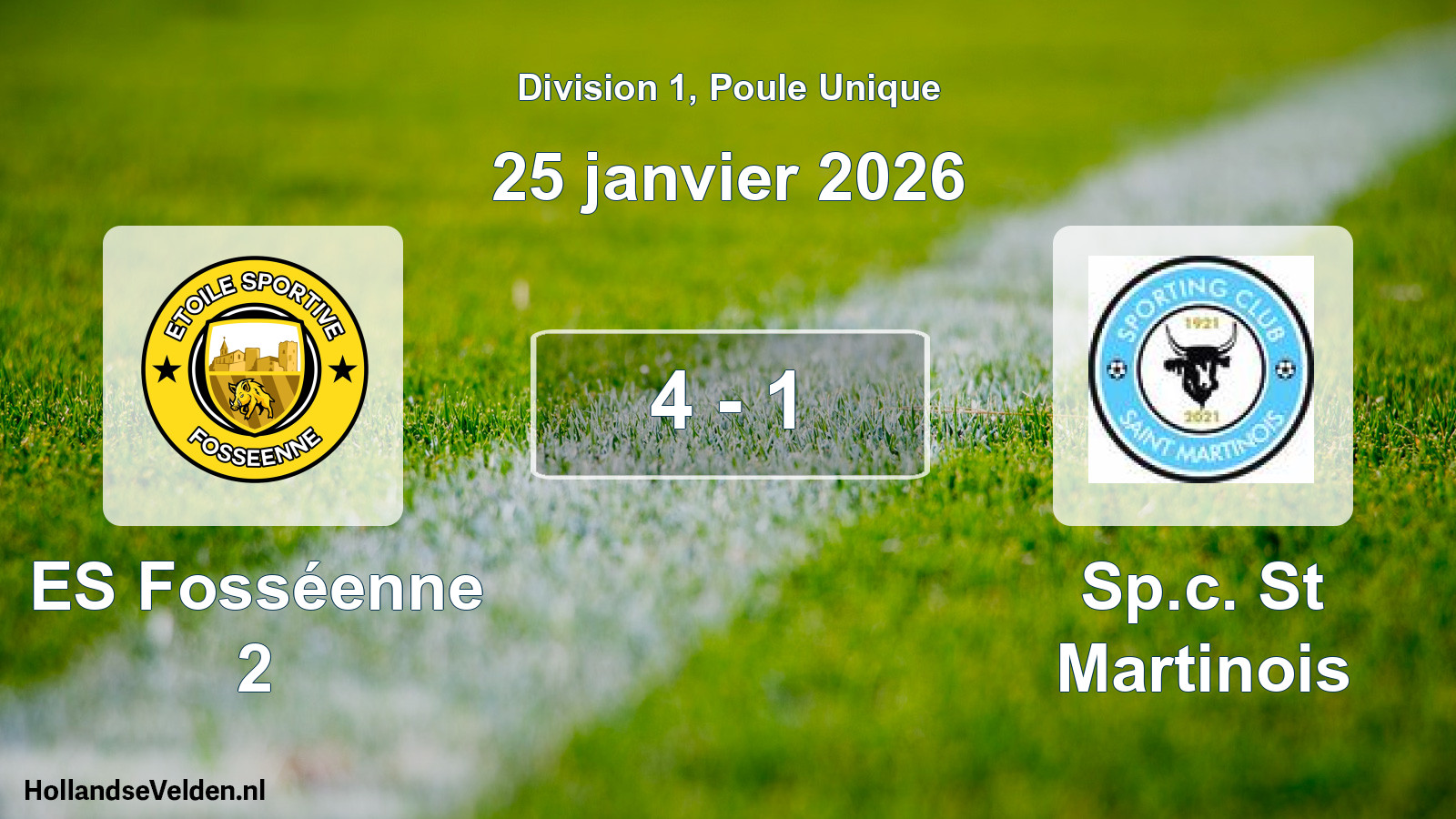Total number of matches played: ES Fosséenne 2 - Sp.c. St Martinois 4 - 1 (25 January 2026)
