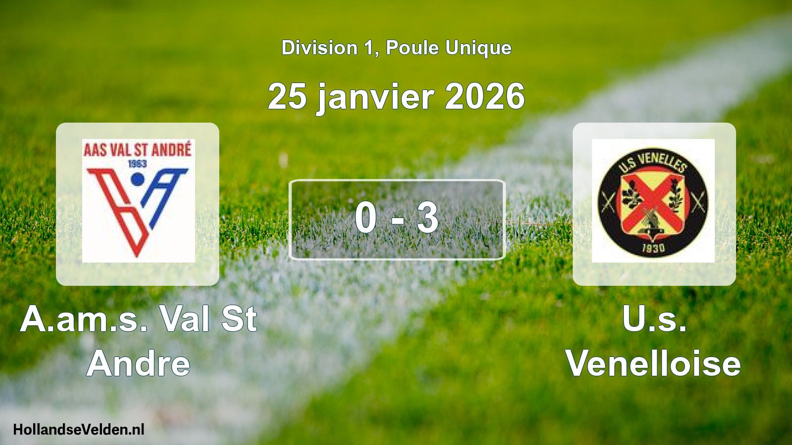 Match joué: A.am.s. Val St Andre - U.s. Venelloise 0 - 3 (25 janvier 2026)