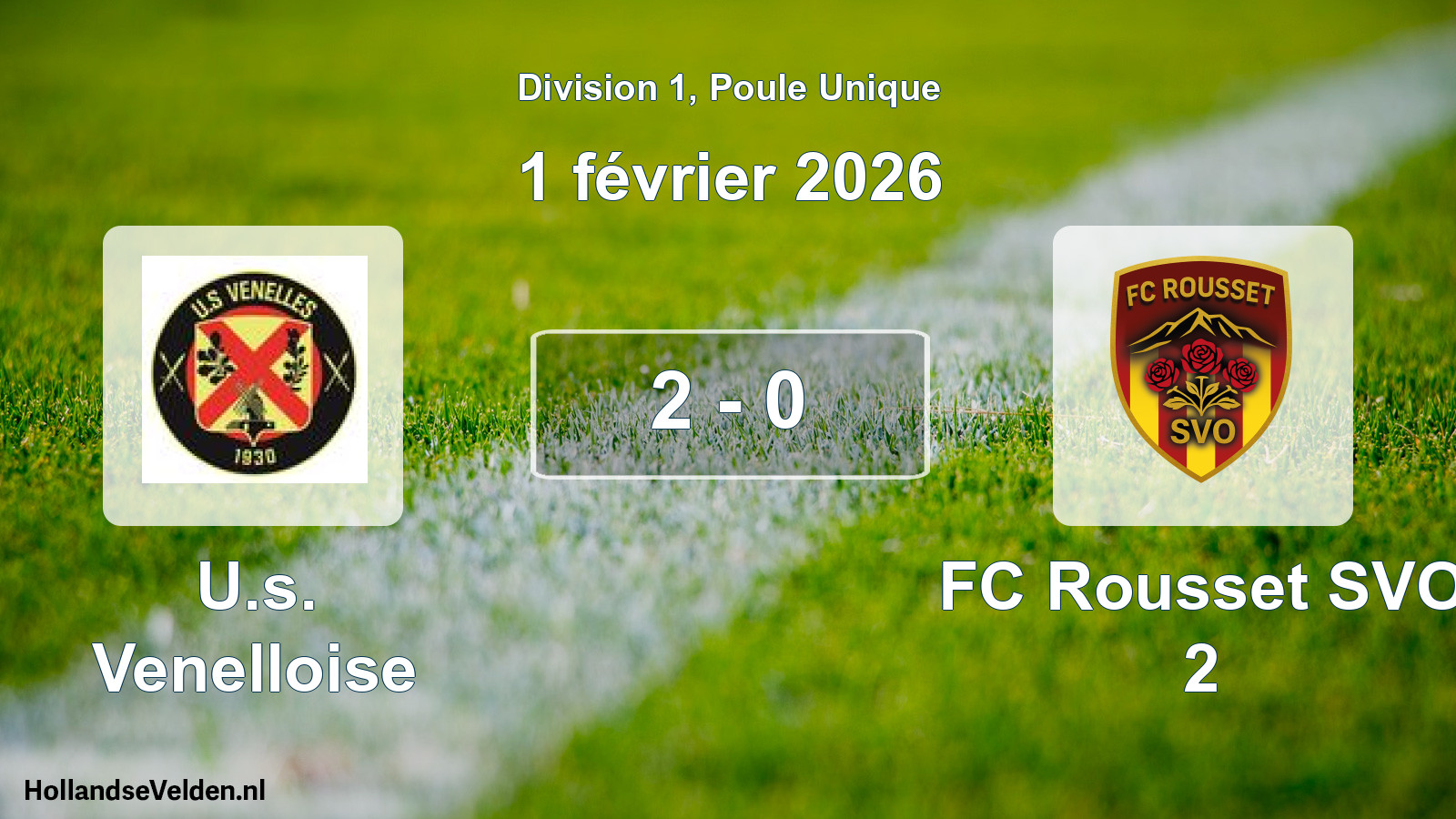 Total number of matches played: U.s. Venelloise - FC Rousset SVO 2 2 - 0 (1 February 2026)