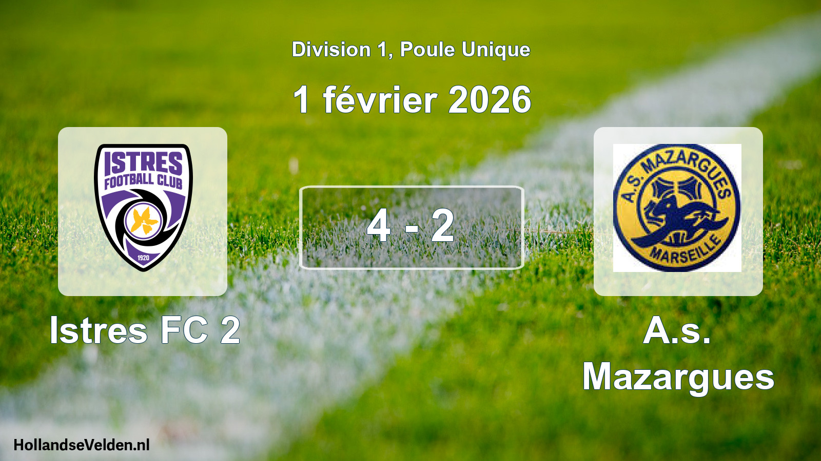 Match joué: Istres FC 2 - A.s. Mazargues 4 - 2 (1 février 2026)