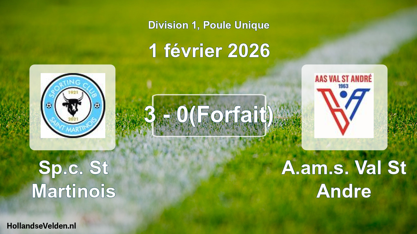 Total number of matches played: Sp.c. St Martinois - A.am.s. Val St Andre 3 - 0(Forfait) (1 February 2026)