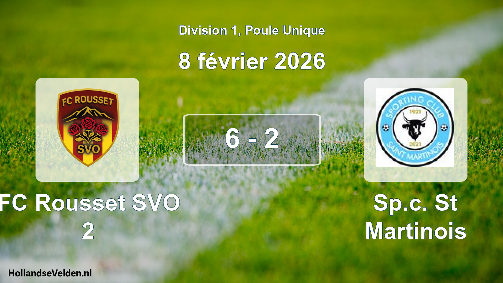 Match joué: FC Rousset SVO 2 - Sp.c. St Martinois 6 - 2 (8 février 2026)