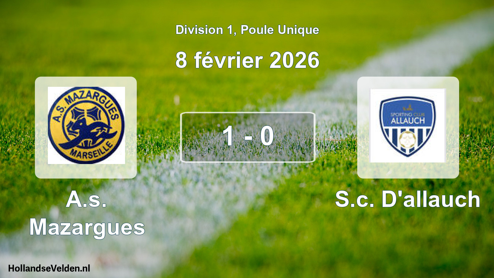 Match joué: A.s. Mazargues - S.c. D'allauch 1 - 0 (8 février 2026)