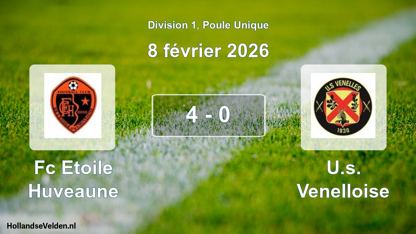 Total number of matches played: Fc Etoile Huveaune - U.s. Venelloise 4 - 0 (8 February 2026)