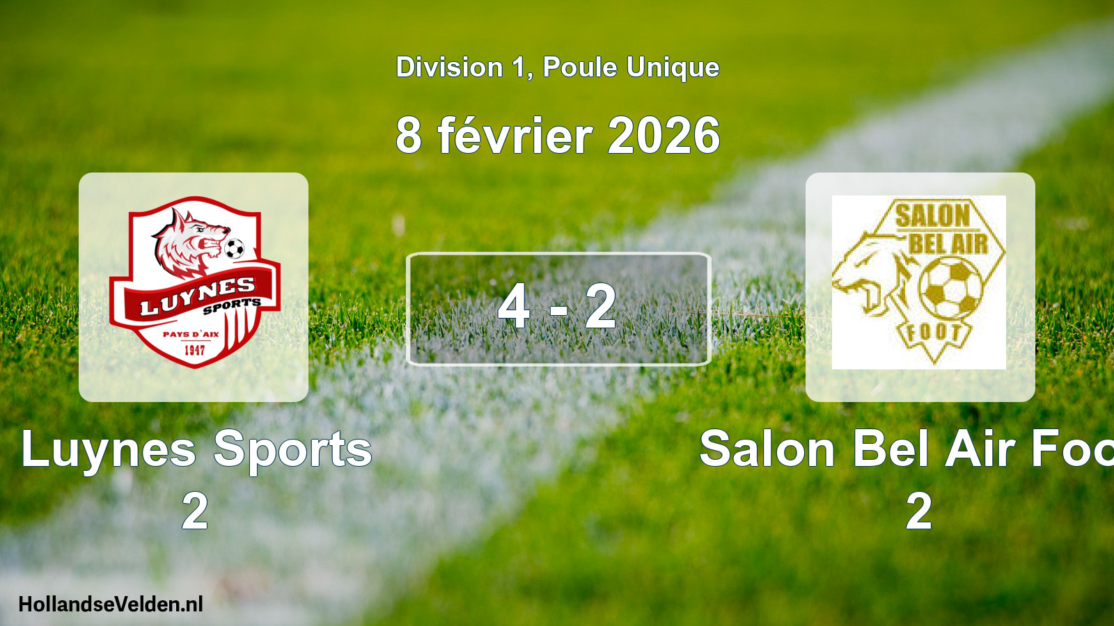 Match joué: Luynes Sports 2 - Salon Bel Air Foot 2 4 - 2 (8 février 2026)