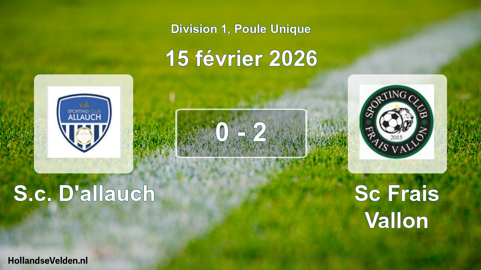 Total number of matches played: S.c. D'allauch - Sc Frais Vallon 0 - 2 (15 February 2026)