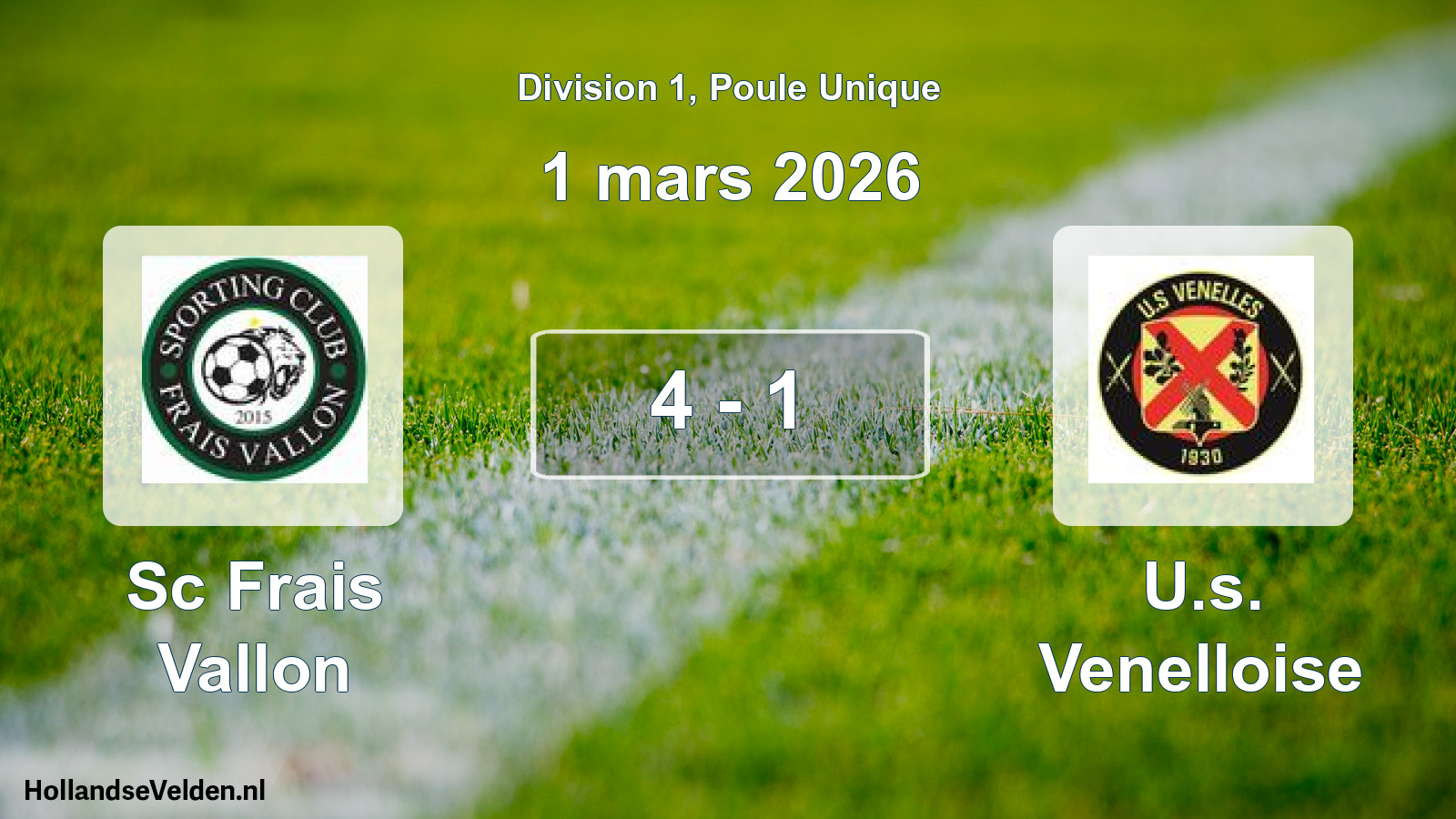 Total number of matches played: Sc Frais Vallon - U.s. Venelloise 4 - 1 (1 March 2026)